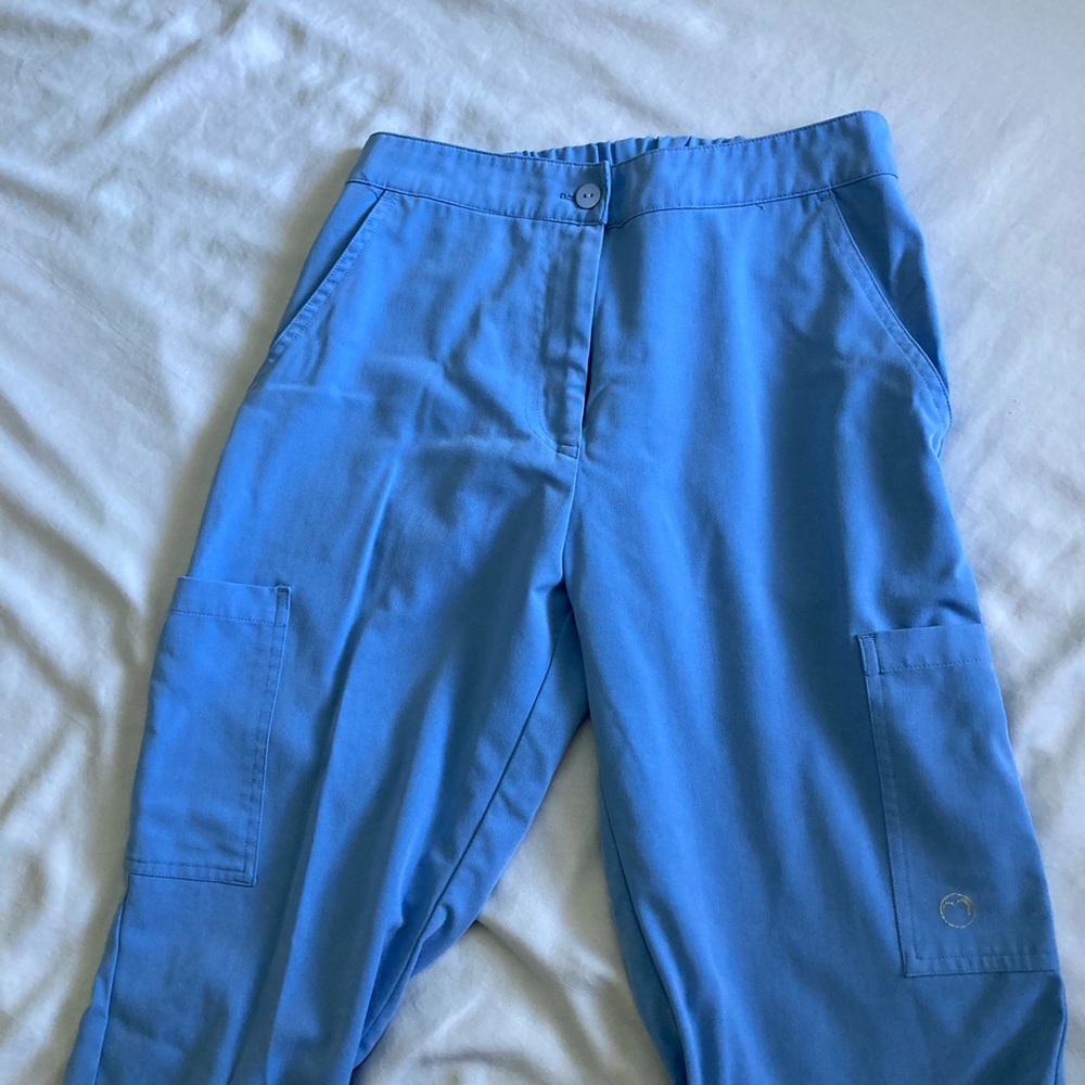 Health Pro Scrubs Pants - baby blue with button/zipper waist